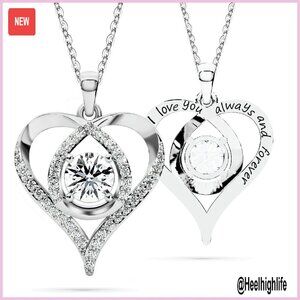 S925 Sterling Silver Moissanite Heart Pendant Necklace Infinity Design